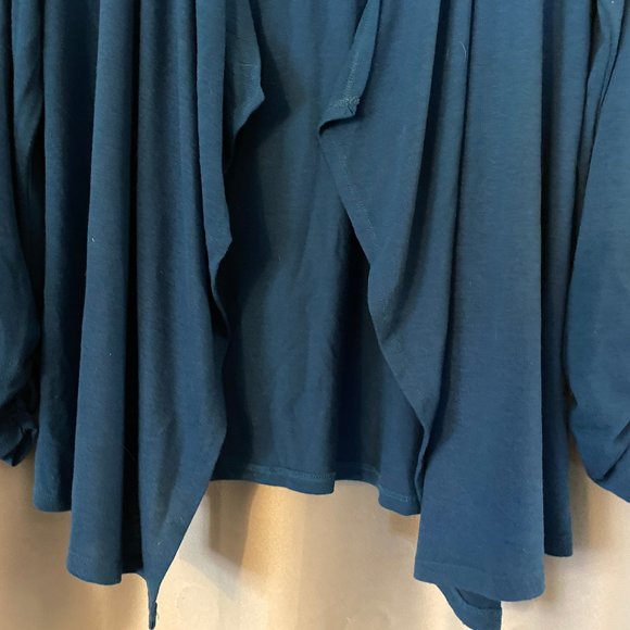 Faux Leather Teal Open Front Cardigan XL - Picture 4 of 7